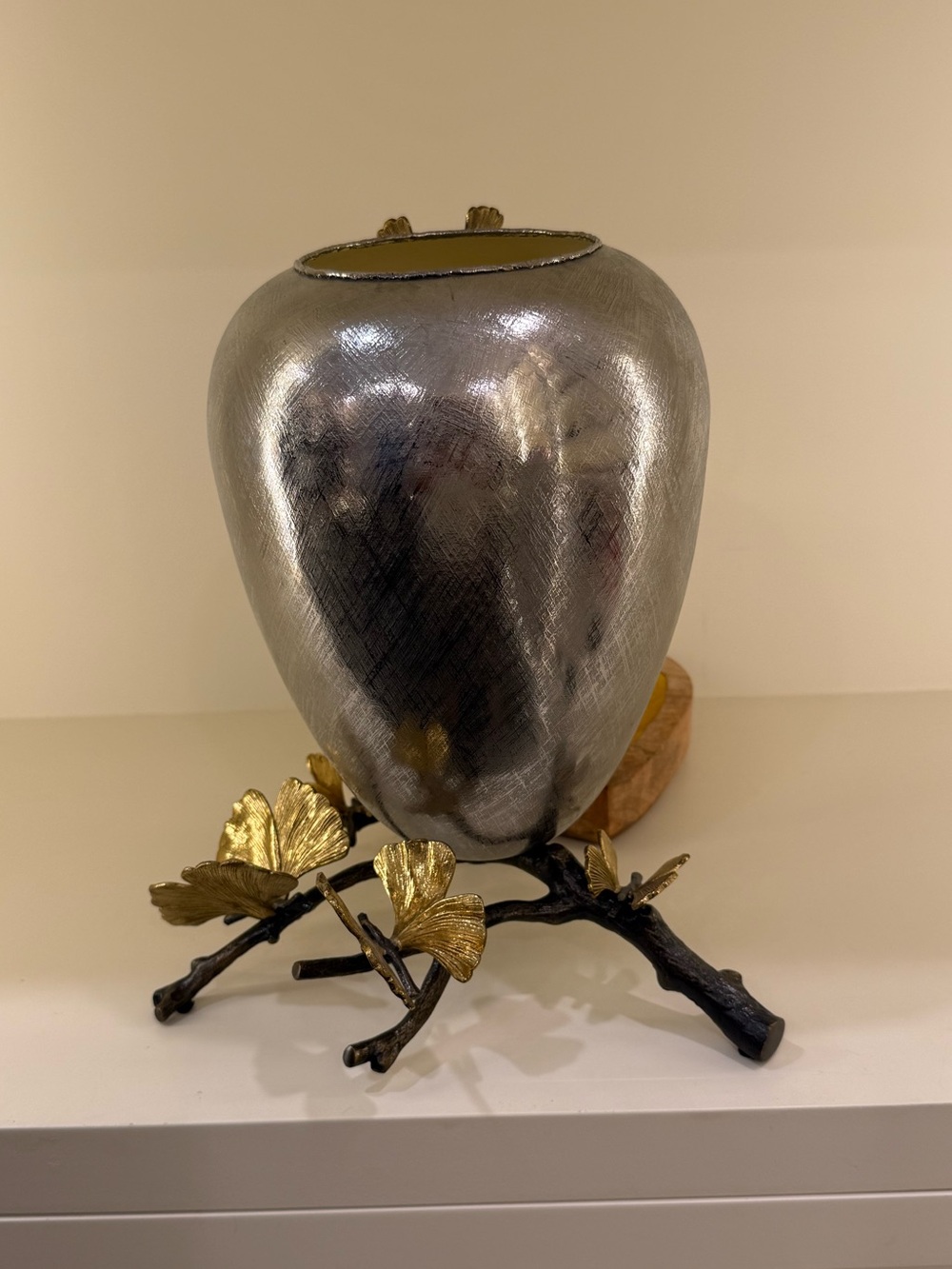 Michael Aram Big Gold/ Silver Butterfly Decorative Vase